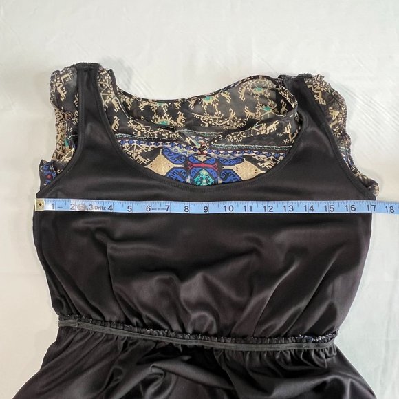 BeBop Black Print Sheer Mini Dress Size Medium Boho‎ Festival Dress - Picture 11 of 15